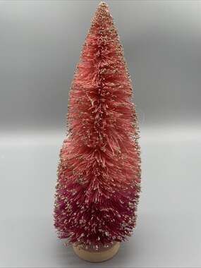 Vintage Pink Ombré Bottle Brush Christmas Tree 10” Glitter MCM Holiday